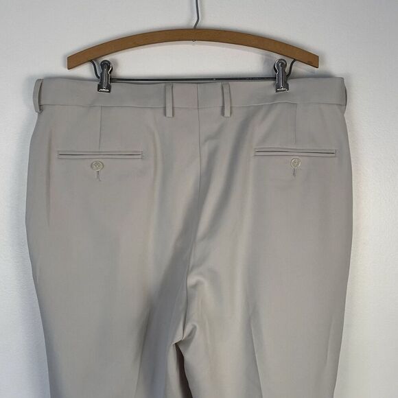 Saddlebred Performance Dress Pant Flex 38x32 Ivory Straight Fit Flat Front - Picture 5 of 8